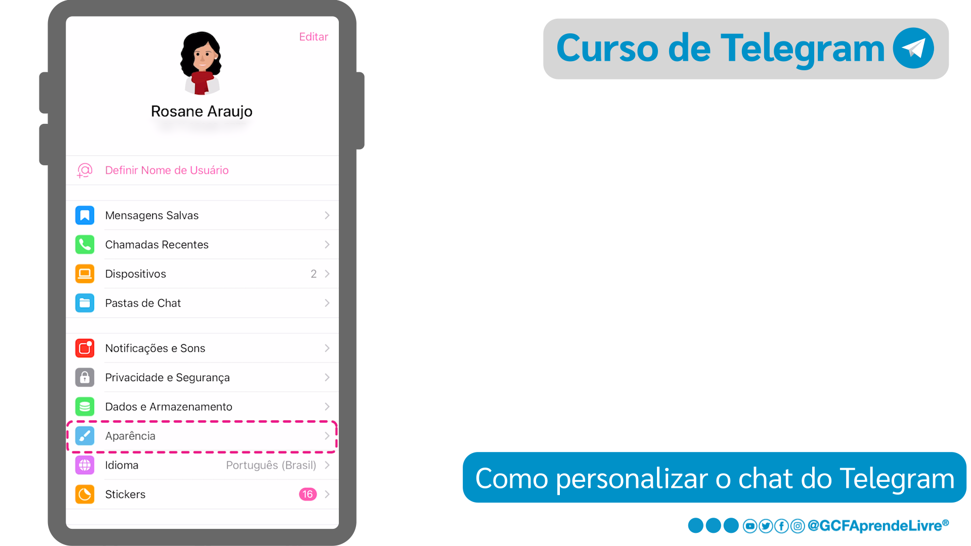 Como personalizar a interface do Telegram no iPhone - passo 2